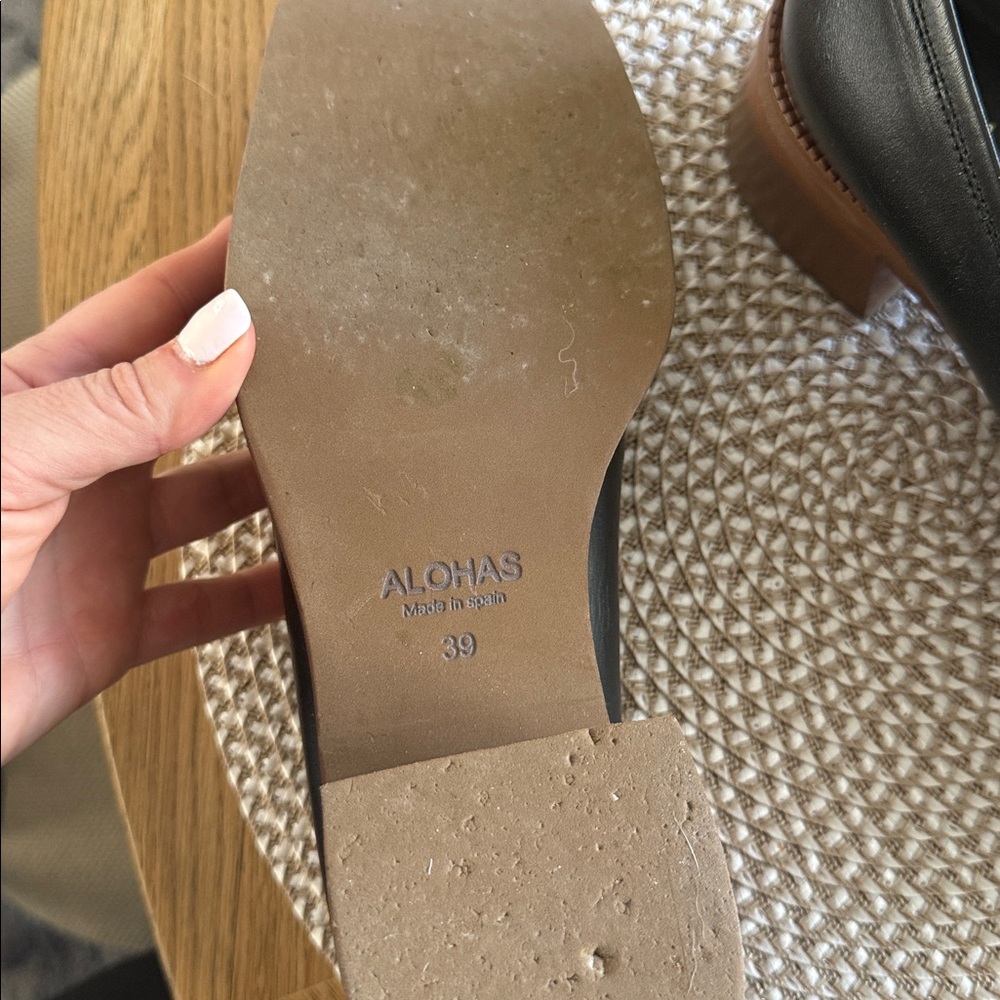 ALOHAS Ebony Leather Loafers with Chestnut Sole - Picture 3 of 3